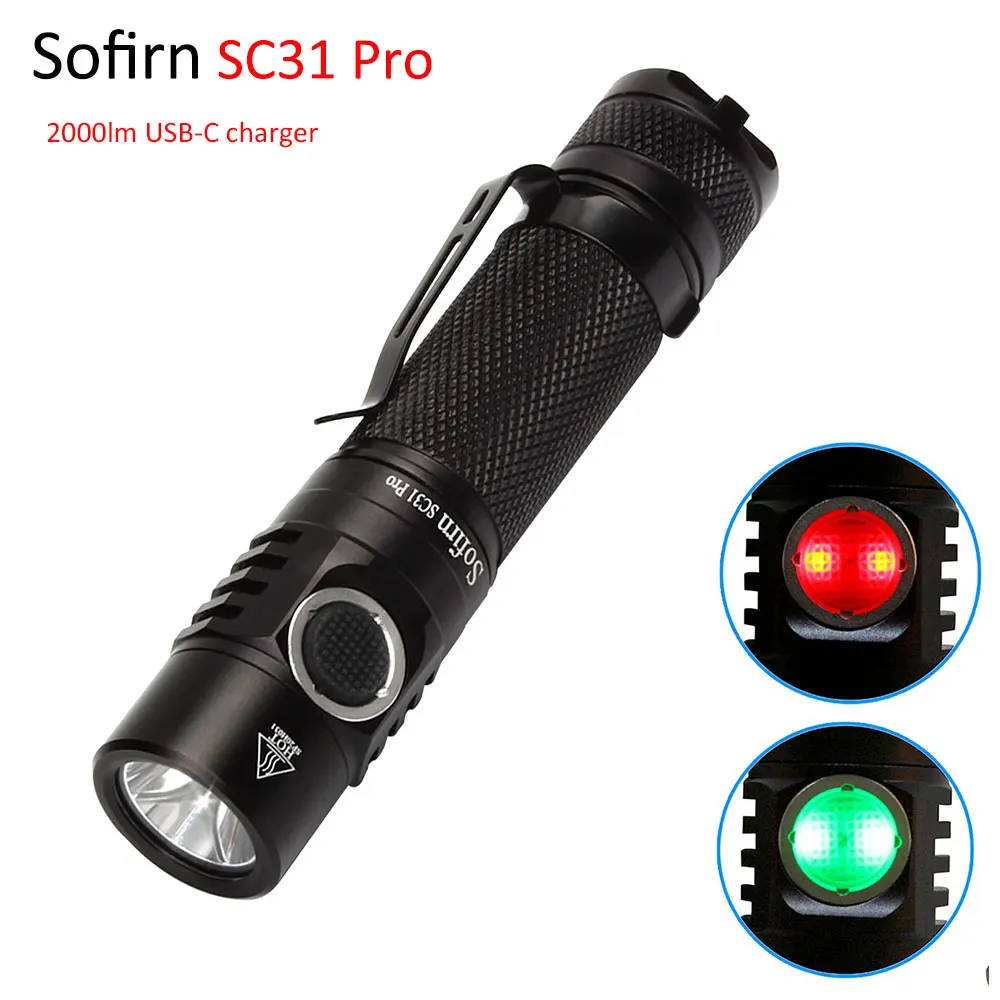 Sofirn SC31 Pro SST40 2000lm 5000K светодиодный фонарик Перезаряжаемые USB C 18650 Фонари фонарь для