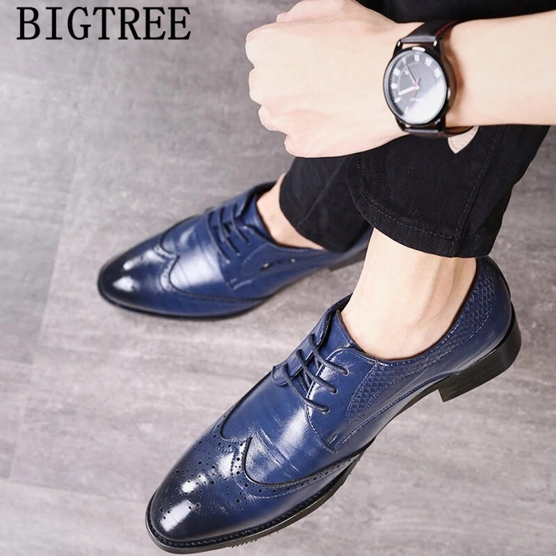 Роскошные туфли Броги мужские классические деловые офисные Свадебные модные
