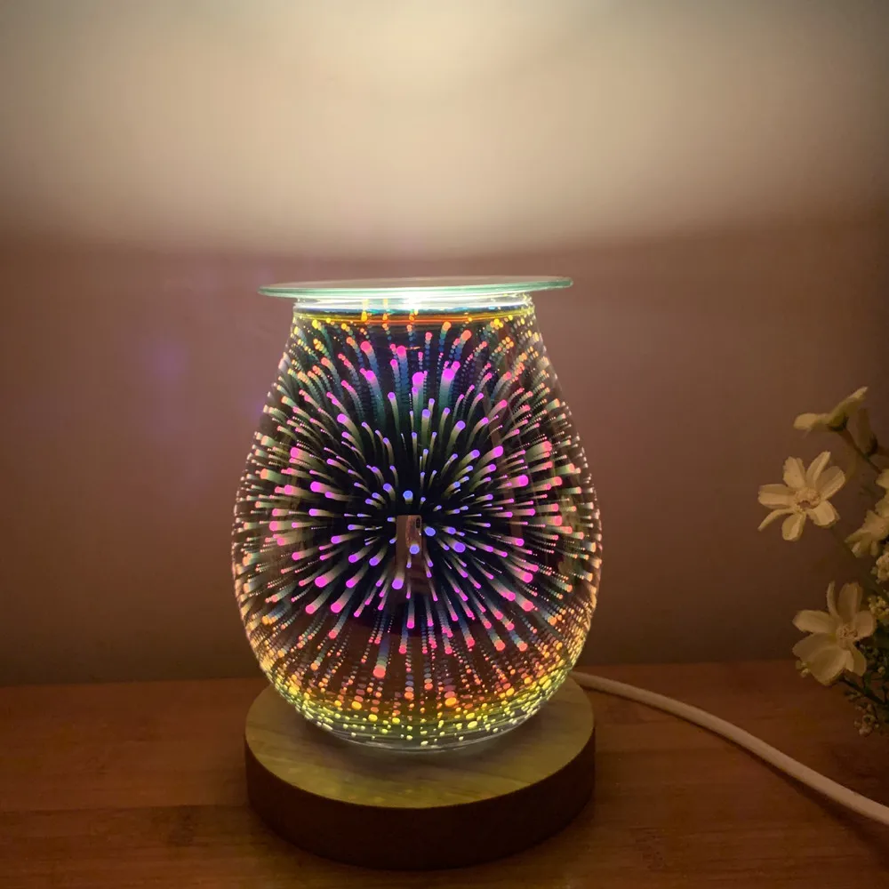 Стеклянная ароматическая 3d лампа в виде фейерверка восковая горелка плавкий