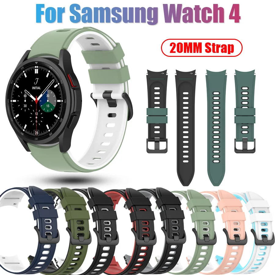 

Colorful Soft silicone wacth Band for Samsung Galaxy Watch 4 Classic 46mm 42mm/Watch4 44mm 40mm Wrist Strap Curved end Bracelet