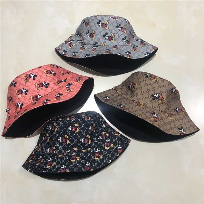 disney mickey cartoon cotton female double sided cap fisherman hat sun shading hat birthday gifts free global shipping