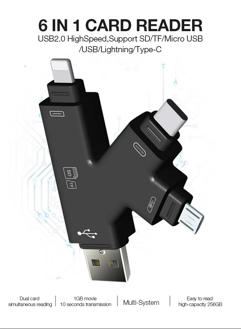 Утхай C80 быстрозаряжаемый Micro SD/TF OTG кард-ридер Multi чтения карт памяти мини-адаптер для iPhone 6/7/8 11 XR Plus iPod iPad OTG Картридеры