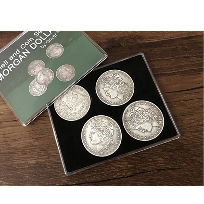 Morgan Dollar Shell и Набор монет (5 + 1 корпус головы задний корпус) магические трюки для