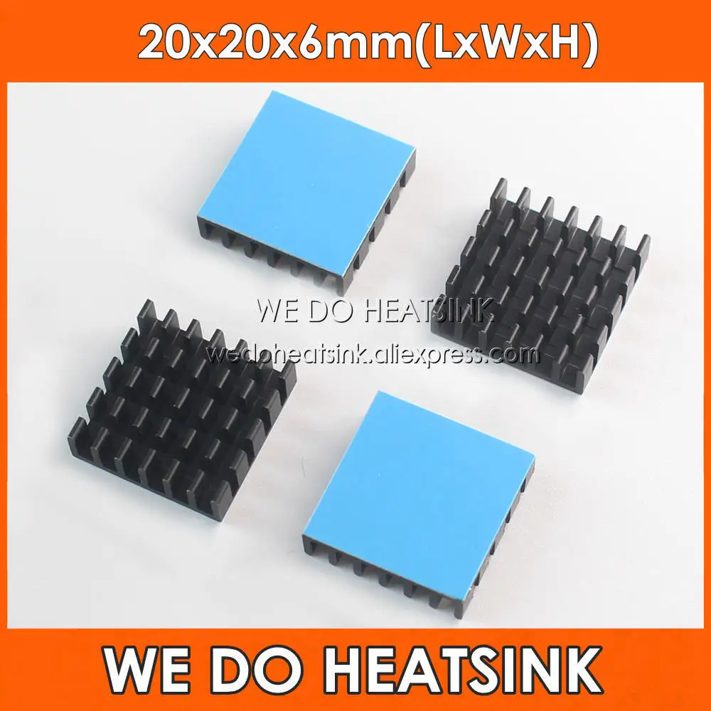 

Радиатор из анодированного алюминия, 20x20x6 мм, с термопроводящей клейкой накладкой