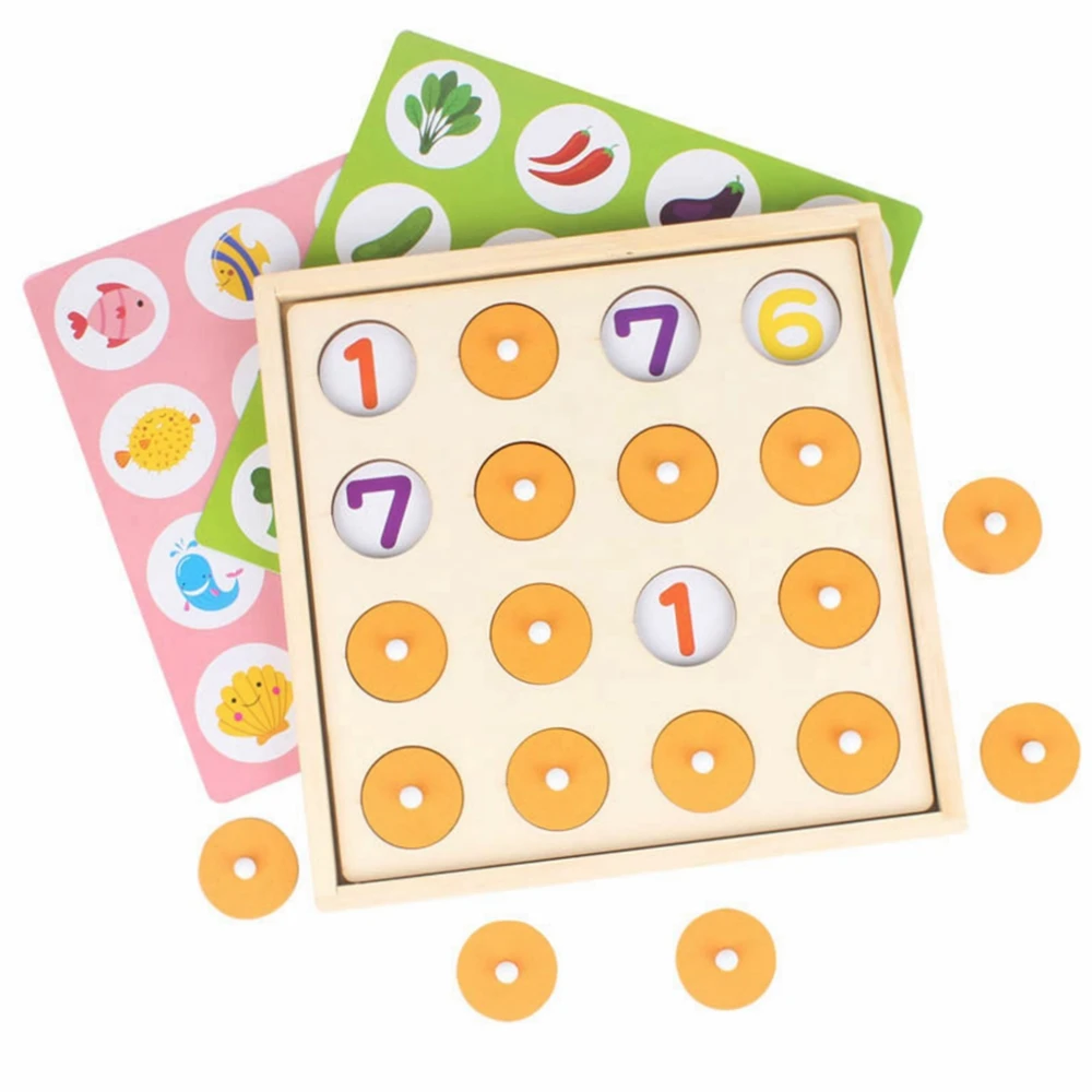 

Kids Montessori Training Wooden Toys Chopsticks Clips Beads Memory Matching Chess Educational Toys Sorting Classification Game