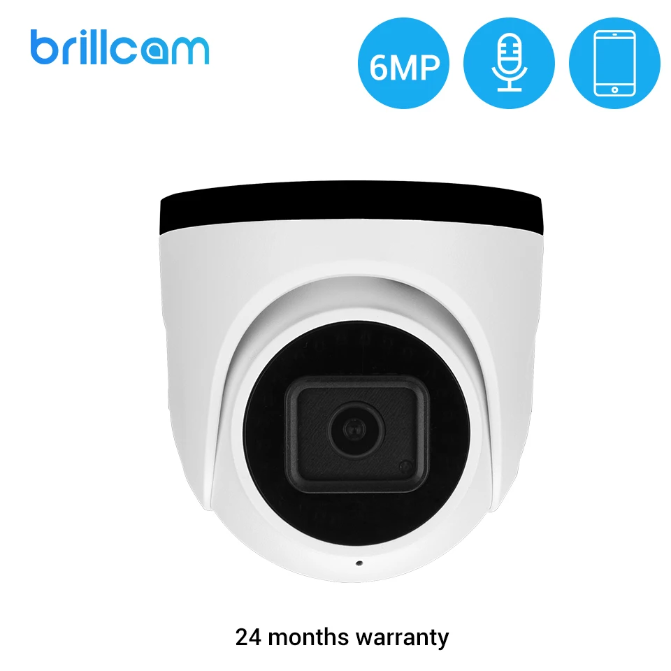Brillcam 6MP UHD IR купольная IP камера Камера с 2 8 мм Len PoE IP67 всепогодный AI SD Запись