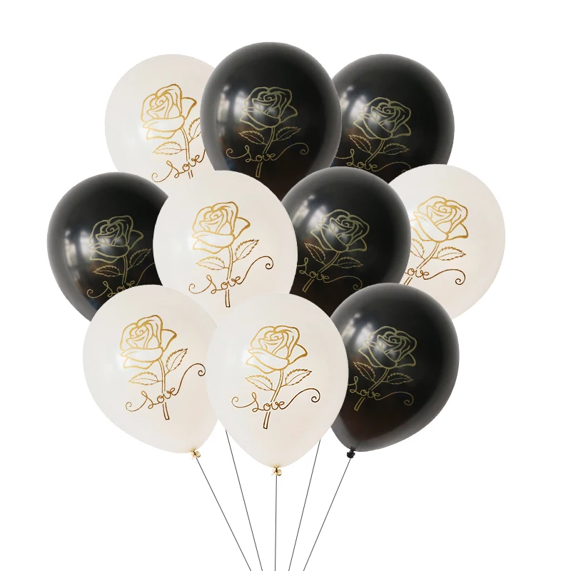 

20Pcs 12inch rose flower Latex Balloons white black Balloons Summer Hawaiian Theme Party Birthday Party Wedding Decor