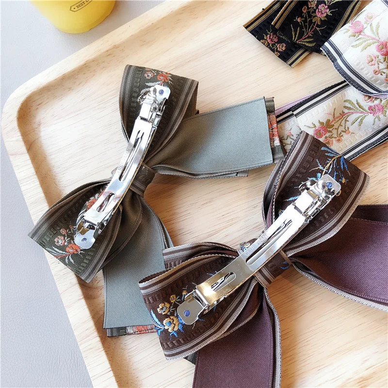 Модные весенние заколки с вышитыми цветами для девочек волос Женские аксессуары