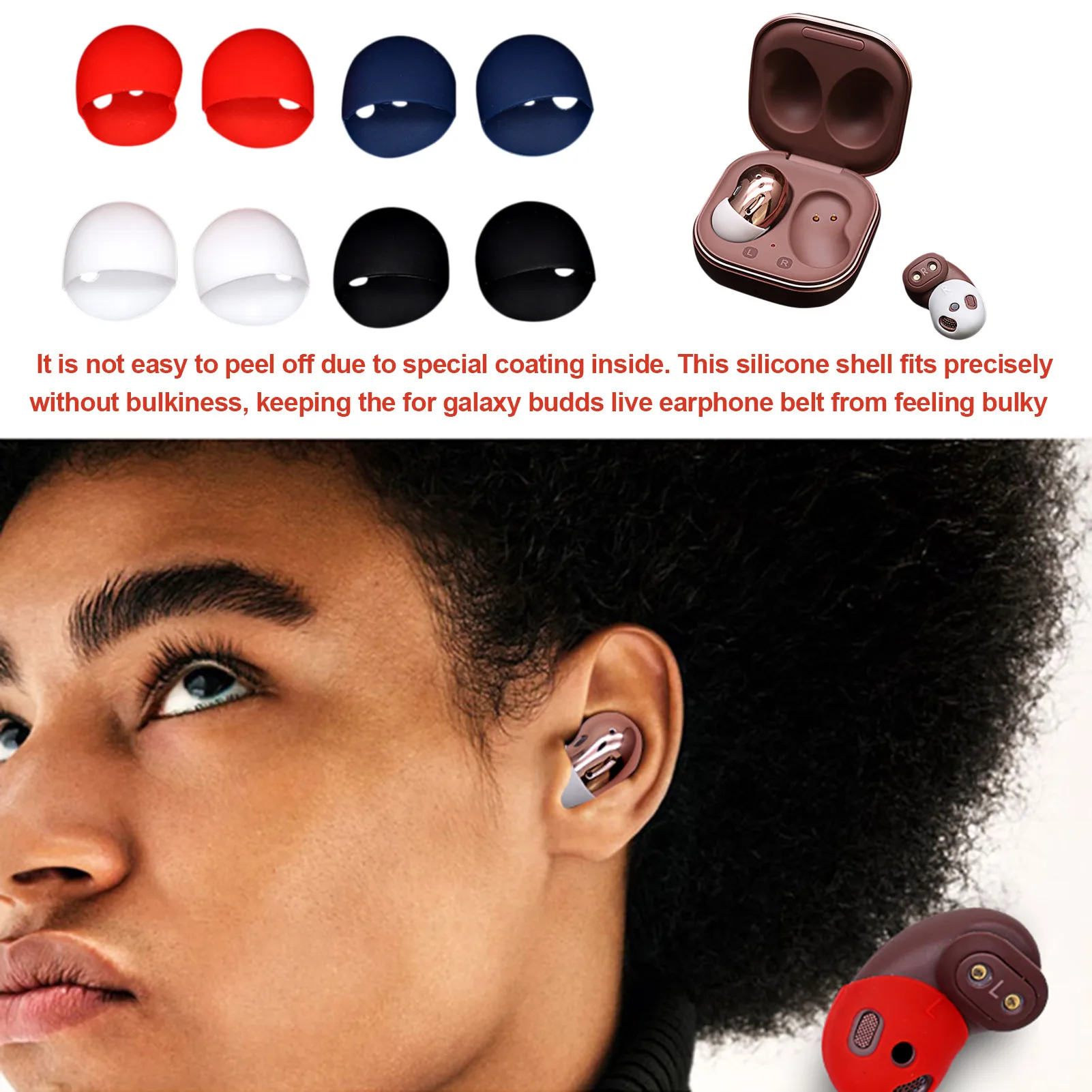 

Earphone Cap Protective Cover For Samsung Galaxy Budds Live Bluetooth Headset Silica Gel Anti-fall Dustproof Protective Case