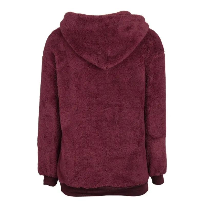 

Plus Size Autumn Winter Women Casual Solid Zipper Long Sleeve Sweatshirt Long Sleeve Plush Fluffy Hoodies Fleece Pullover W1 i