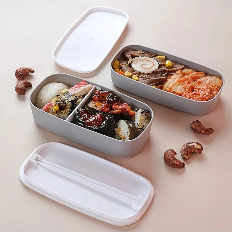 

Heated Healthy Material Lunch Box 2 Layer Wheat Straw Bento Boxes Microwave Dinnerware Food Storage Container Lunchbox
