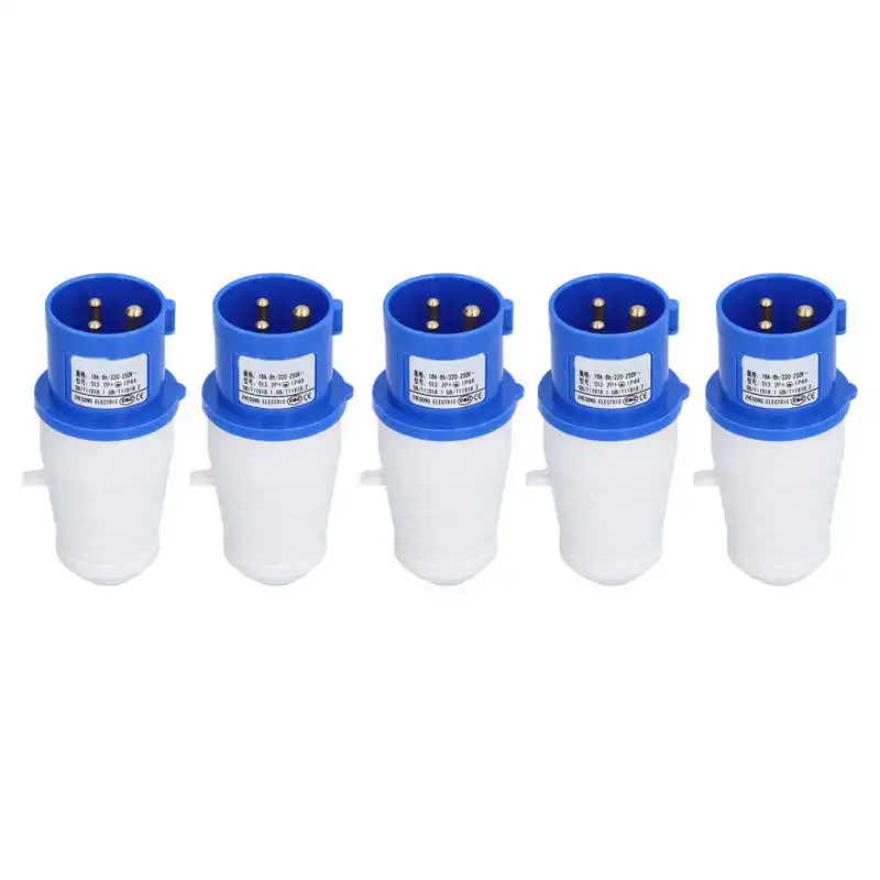 

5Pcs Industrial Connector 3 Pin Single Phase EU Plug Aviation Power Supplies 220V-250V 16A 2P+E