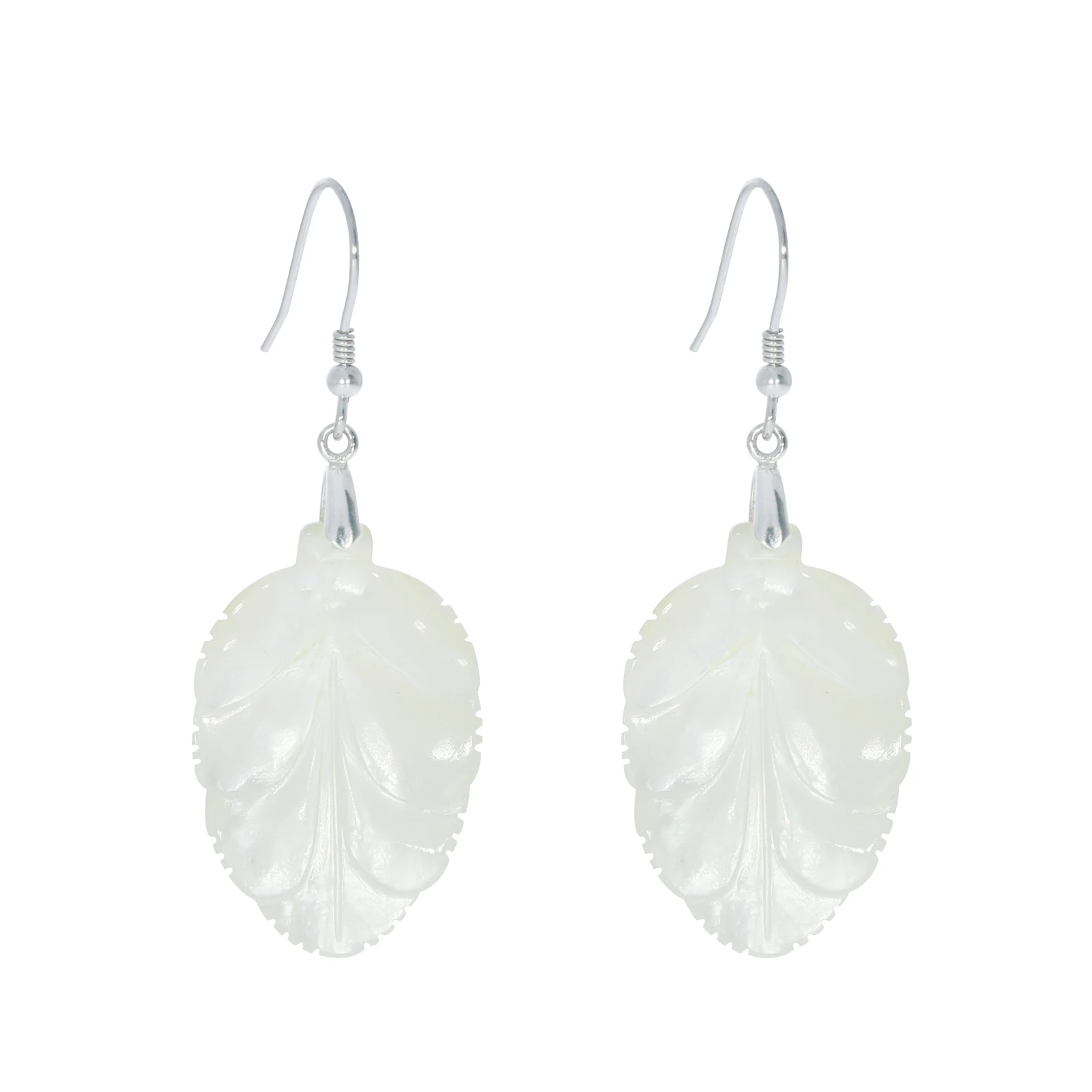

Mother Of Pearl Earrings Fashion Handmade Leaf Shape Drop 925 Sterling Silver Hook Earrings Best Jewelry Gift For Women Girls