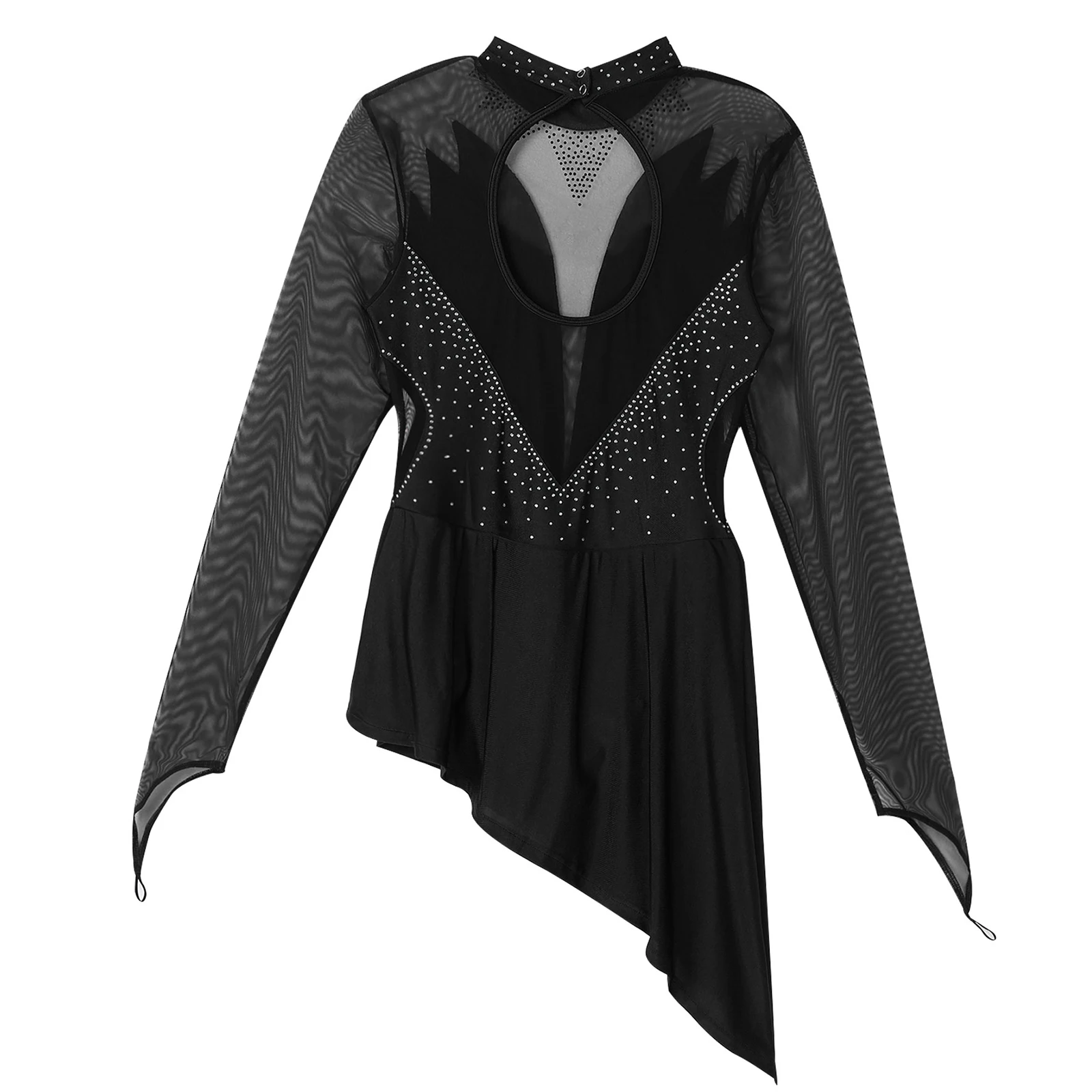 Танцевальное платье стразы с длинным рукавом для взрослых Фигурное катание на