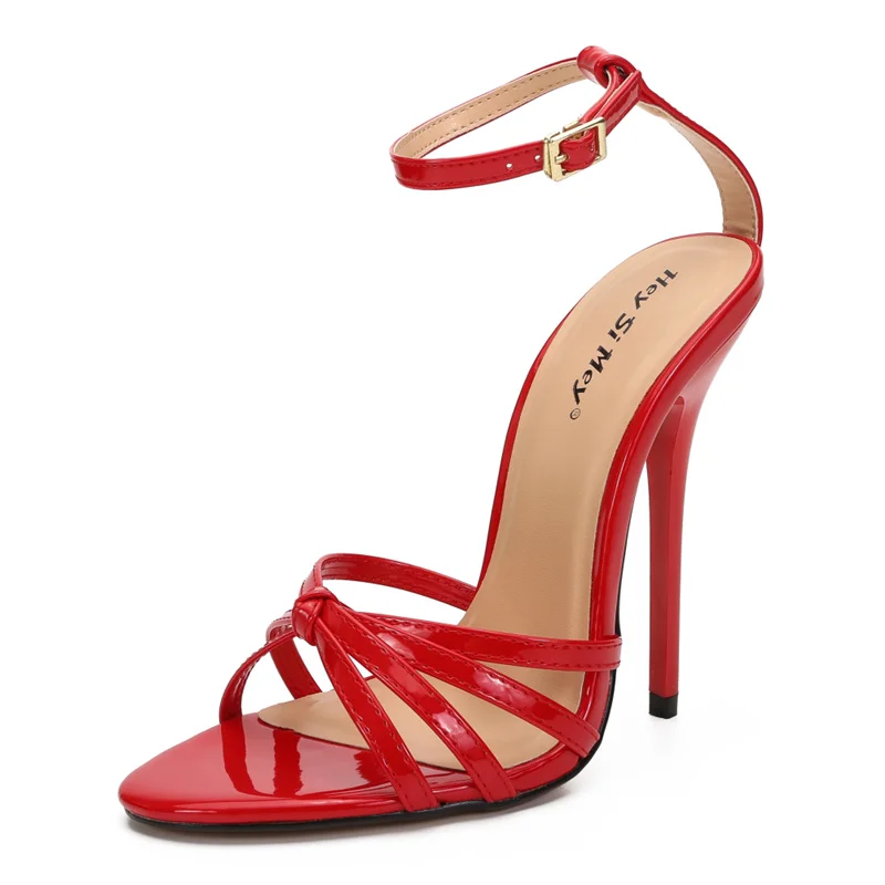 Пикантные женские сандалии на высоком каблуке (13 см) гладиаторы с ремешками