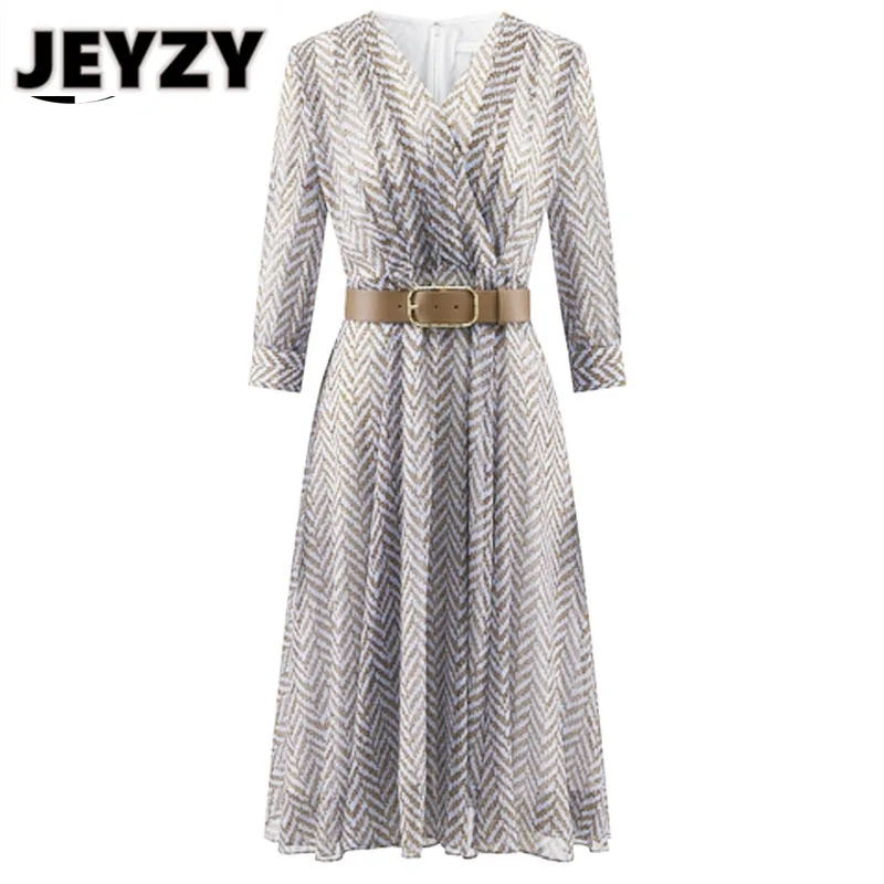 

Autumn V-neck Midi Dress Vintage Printed Fashion Traf Casual Chic Hot Elegant Vestidos Women Dresses Female Clothes Ladies Robes