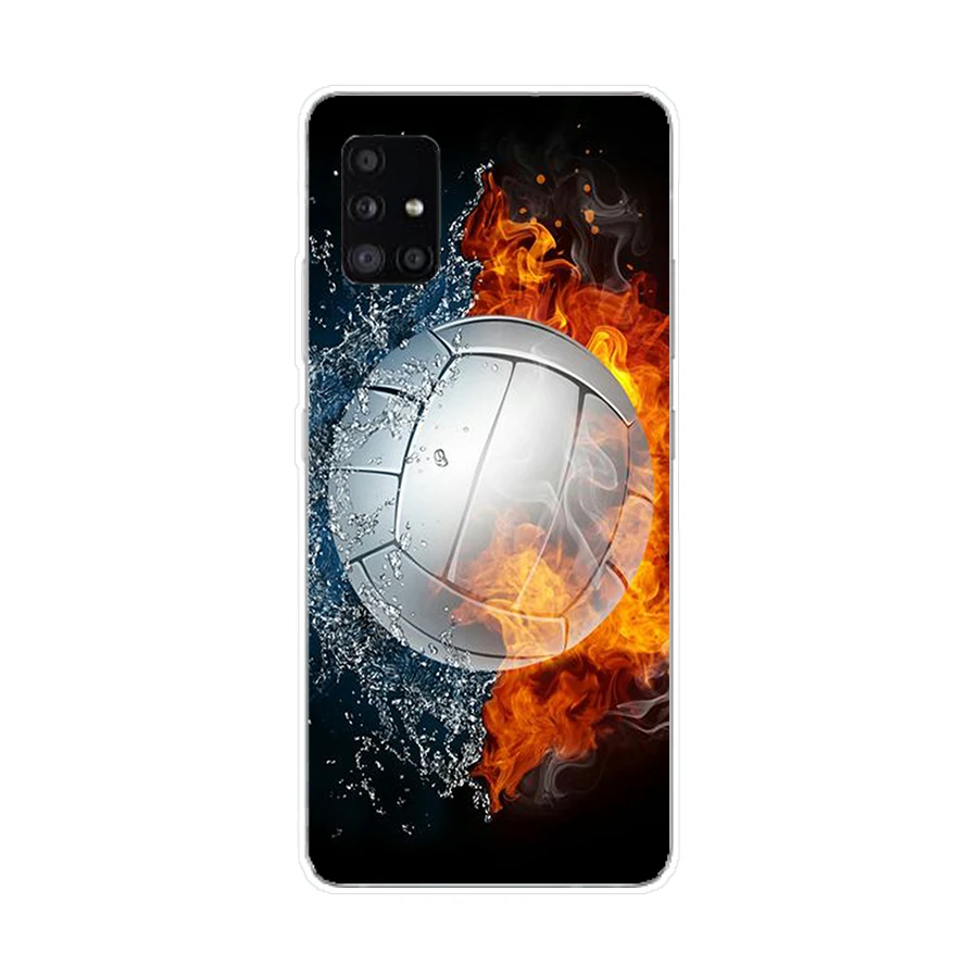 147SD Fire футбол мяч Мягкий Силиконовый ТПУ чехол для телефона Samsung Galaxy A01 A10 A31 A40 A41 A51