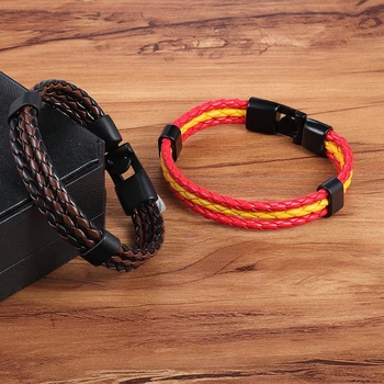 National Flag Design Pattern PU Leather Bracelet 6