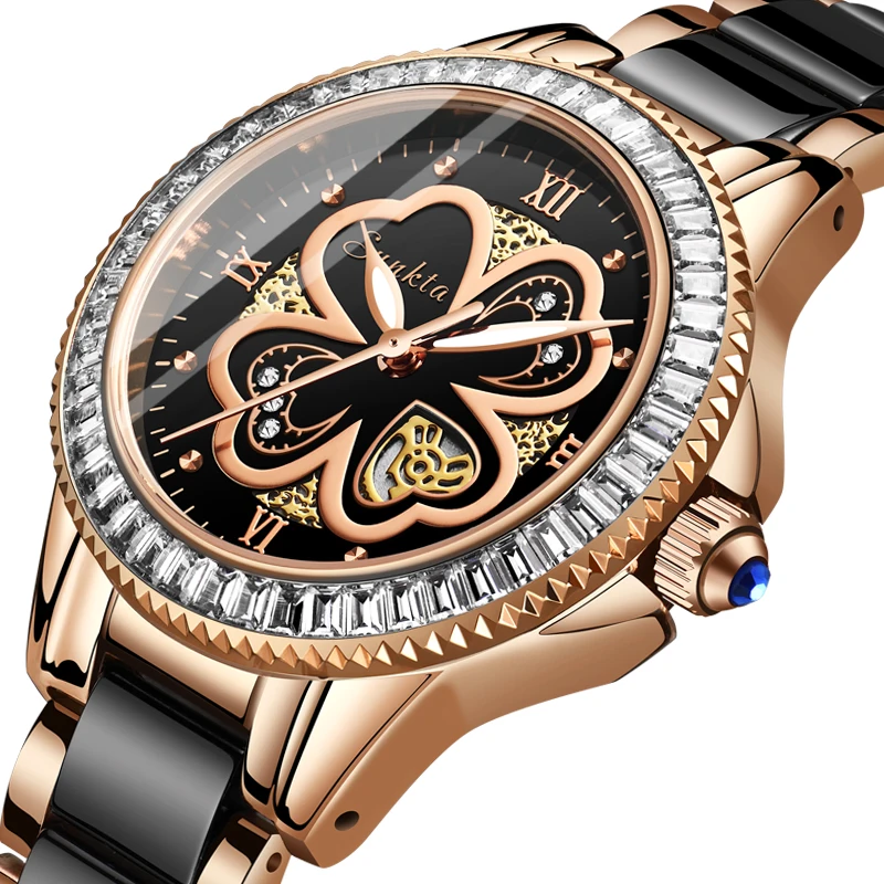 

SUNKTA New Rose Gold Watch Mulheres Relógios de Quartzo Das Senhoras Top Marca de Luxo Relógio De Pulso Feminino Relógio Menina