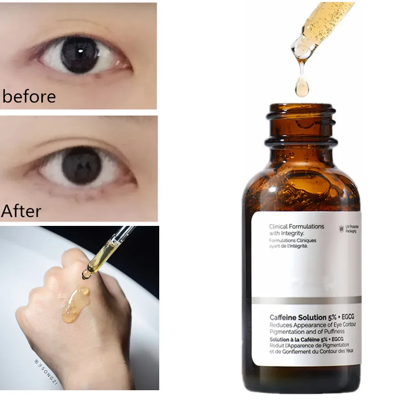 

Eye Care Caffeine Solution 5% + EGCG 5% Eye Serum Remove Eye Bags And Puffiness Dark Circles Firm Lifting Anti-oxidation Essence