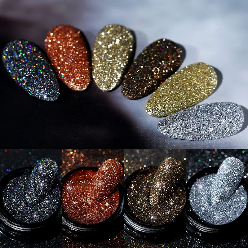 

Nail Glitter Powder Crystals Rhinestones Powder Rainbow Color Reflective Glitter Shiny Pigment Dust Nail Art Manicure Decoration