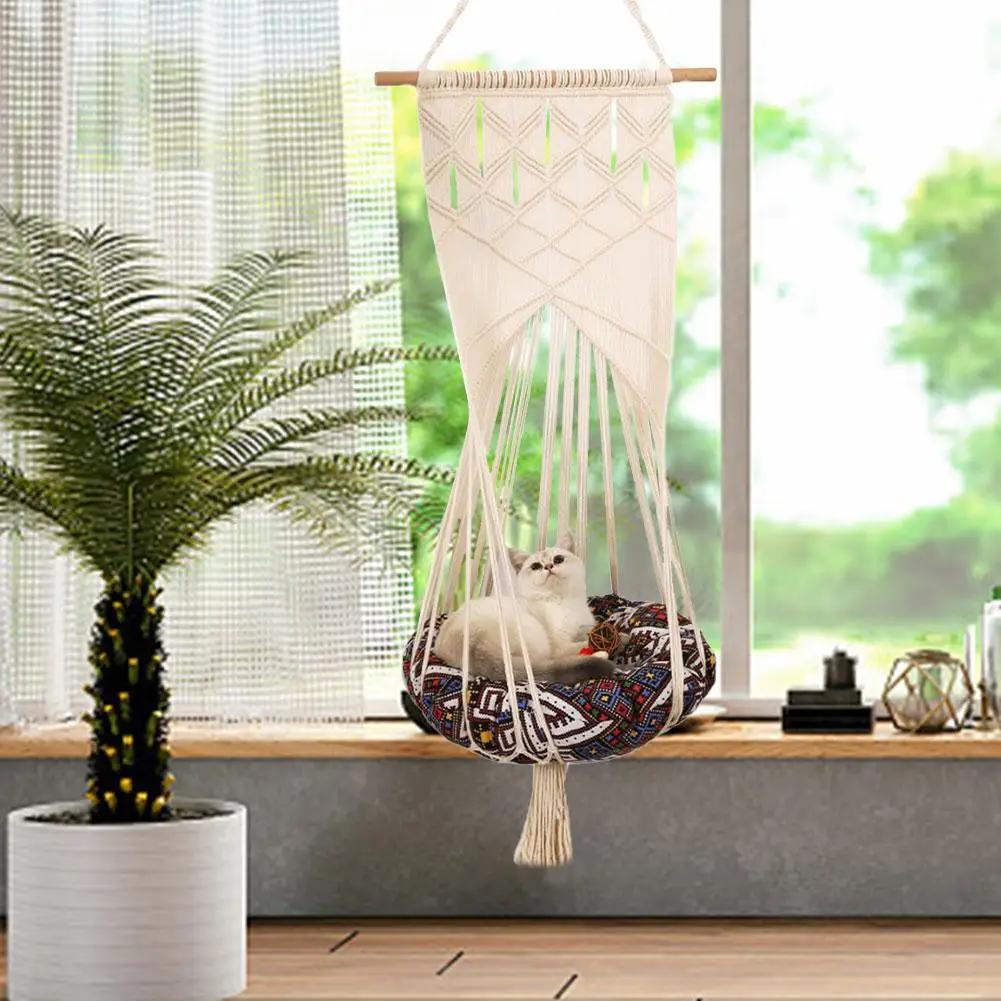 

Cat Litter Cat Mat Handmade Woven Cat Litter Summer Hanging Basket Cat Hammock Pet Swing Four Seasons Universal Hanging Basket
