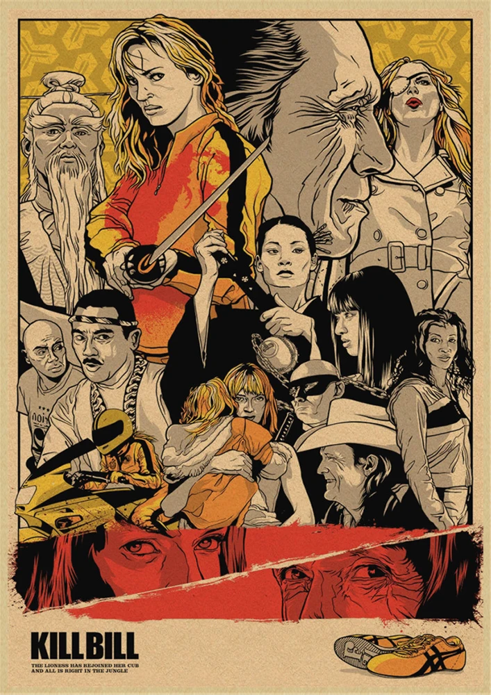 Kill Bill классический ретро фильм крафт бумага постер Бар Кафе гостиная столовая