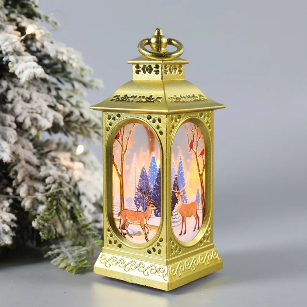 

Christmas LED Light Lantern Santa Claus Table Lamp Ornament Xmas Tree Hanging Decoration Creative Retro Home Decor Kids Gift