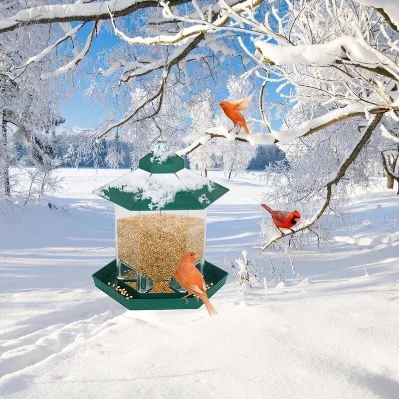 Bird Food Container Outdoor Green Feeder Plastic Hanging Waterproof Pet Supplies Garden Decoration | Дом и сад