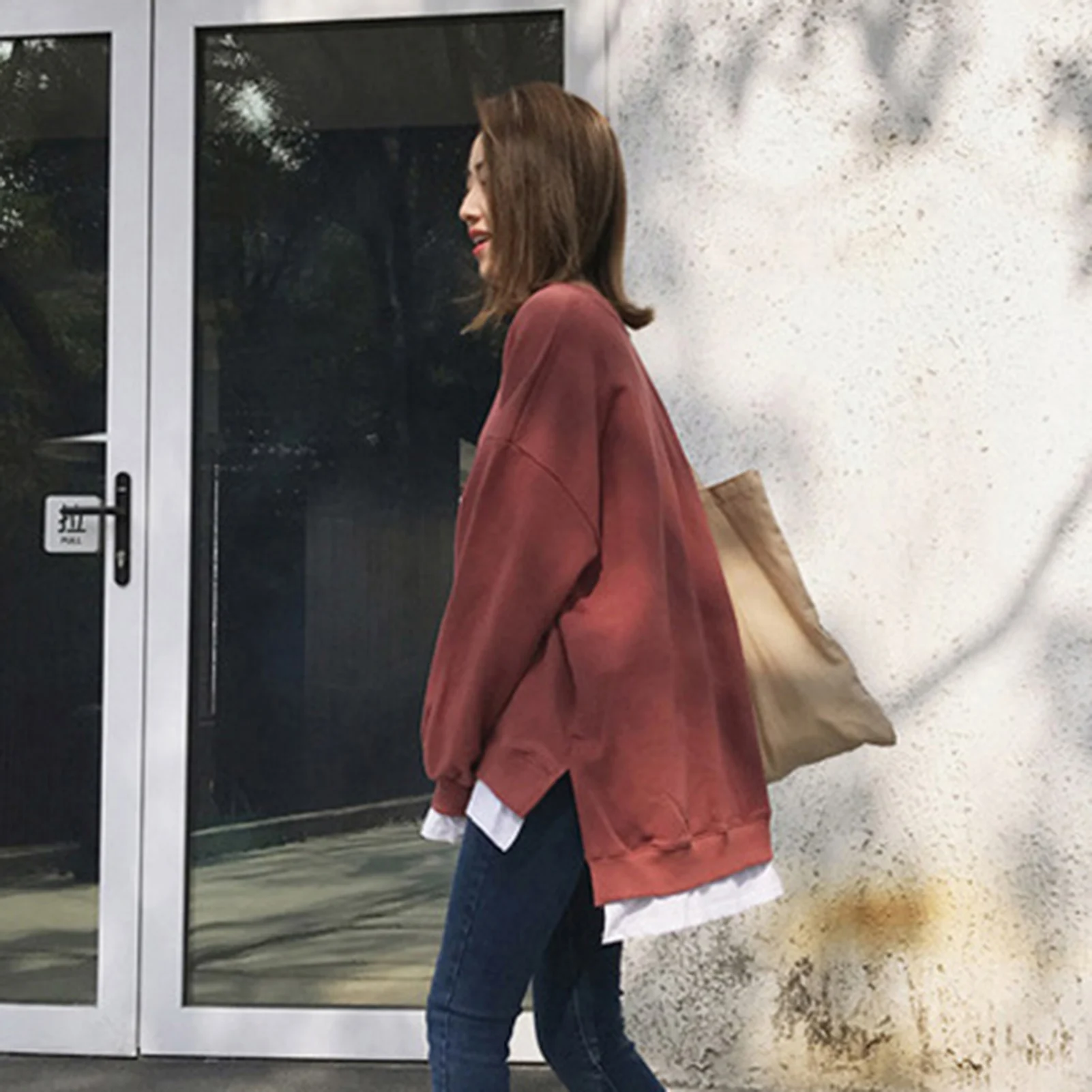 Plush clothes Sweatshirts Women Fake Two Piece Women's Hoodies Warm Ladies Long Sleeve Casual Hooded Pullover Clothes Sweatshirt