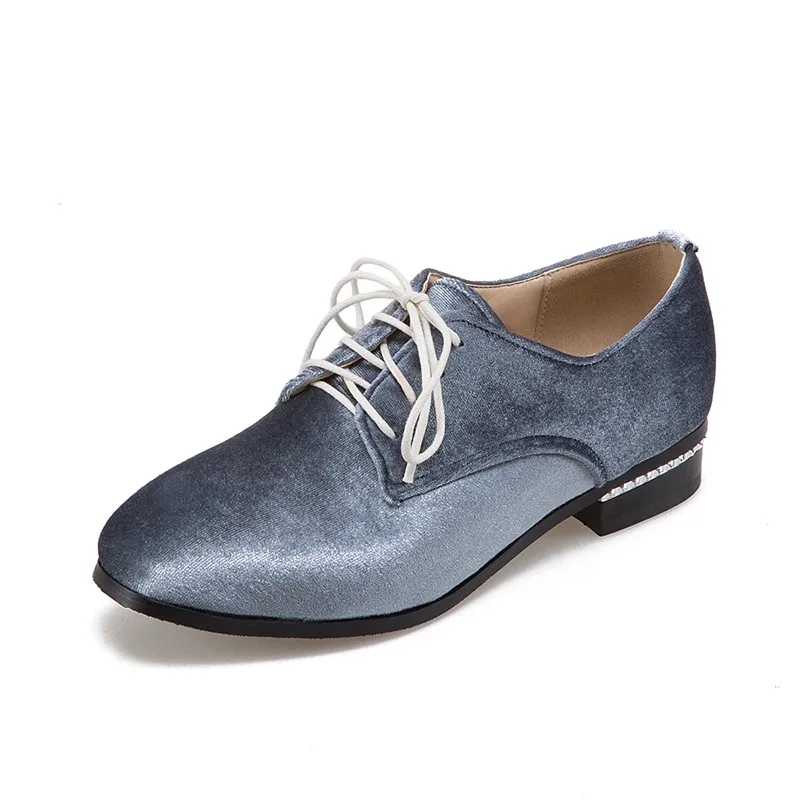 

Pink Velvet Shoes Women Flats Shoes Casual Lace Up Flat Derby Shoes Spring 2020 Black Grey Winered Fashion Dress Famale Shoes