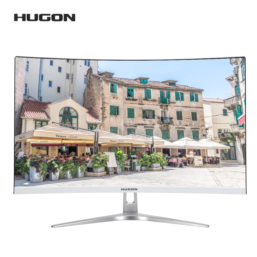 HUGON 24 Inch 23.8&quot TFT-LCD Curved Screen Monitor PC 75Hz 1920×1080p HD Gaming Display VGA Interface | LCD Monitors