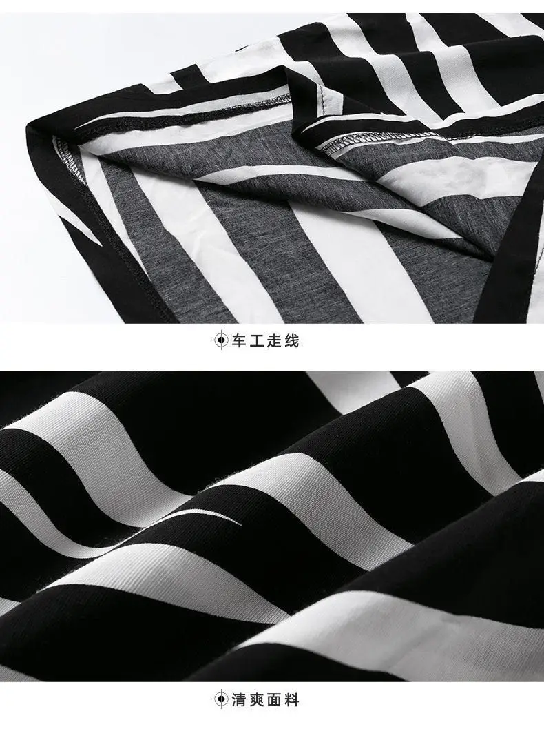 

2020 new spring and summer casual women's loose large size dress was thin zebra striped dress mid-length skirt