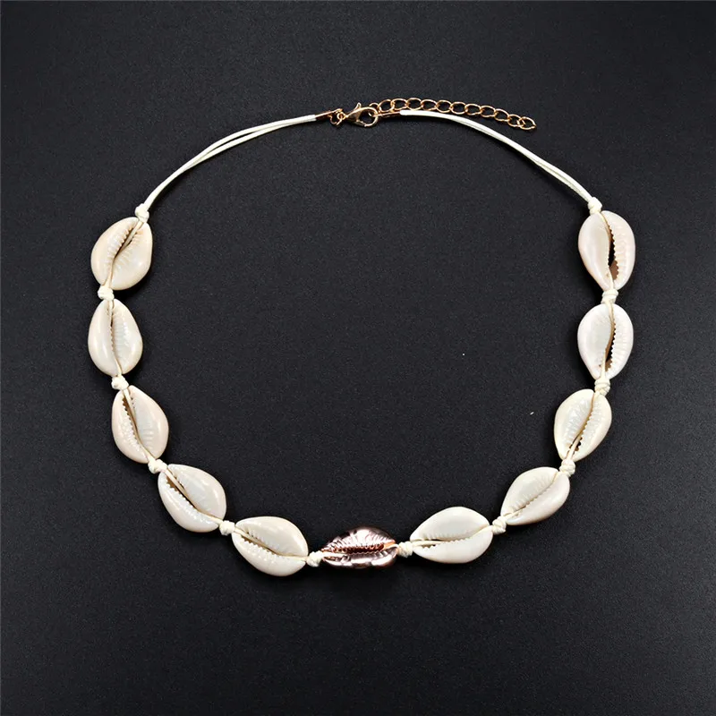 Женское модное ожерелье черный ремень натуральная ракушка колье воротник s Shell