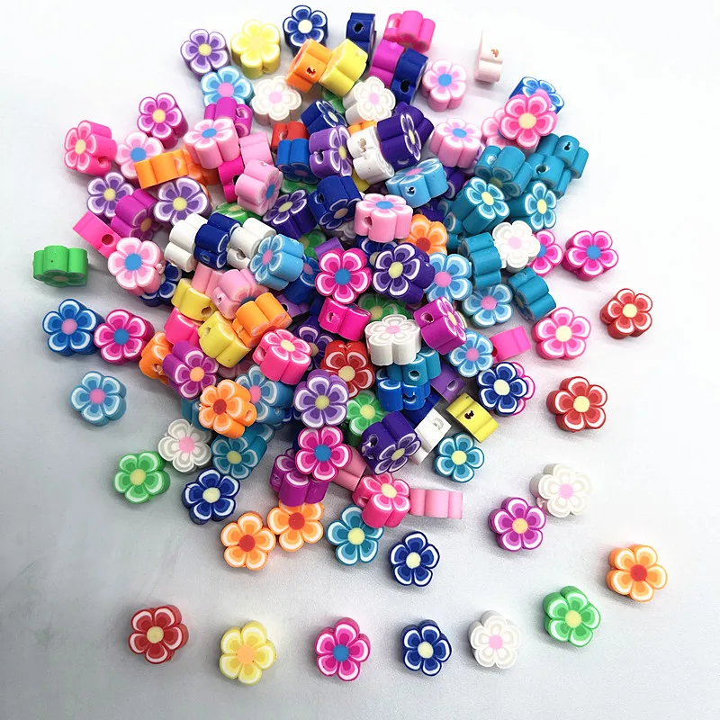 

30pcs10mm Plum Blossom Polymer Clay Spacer Loose Beads for Jewelry Making DIY Bracelet Accessories