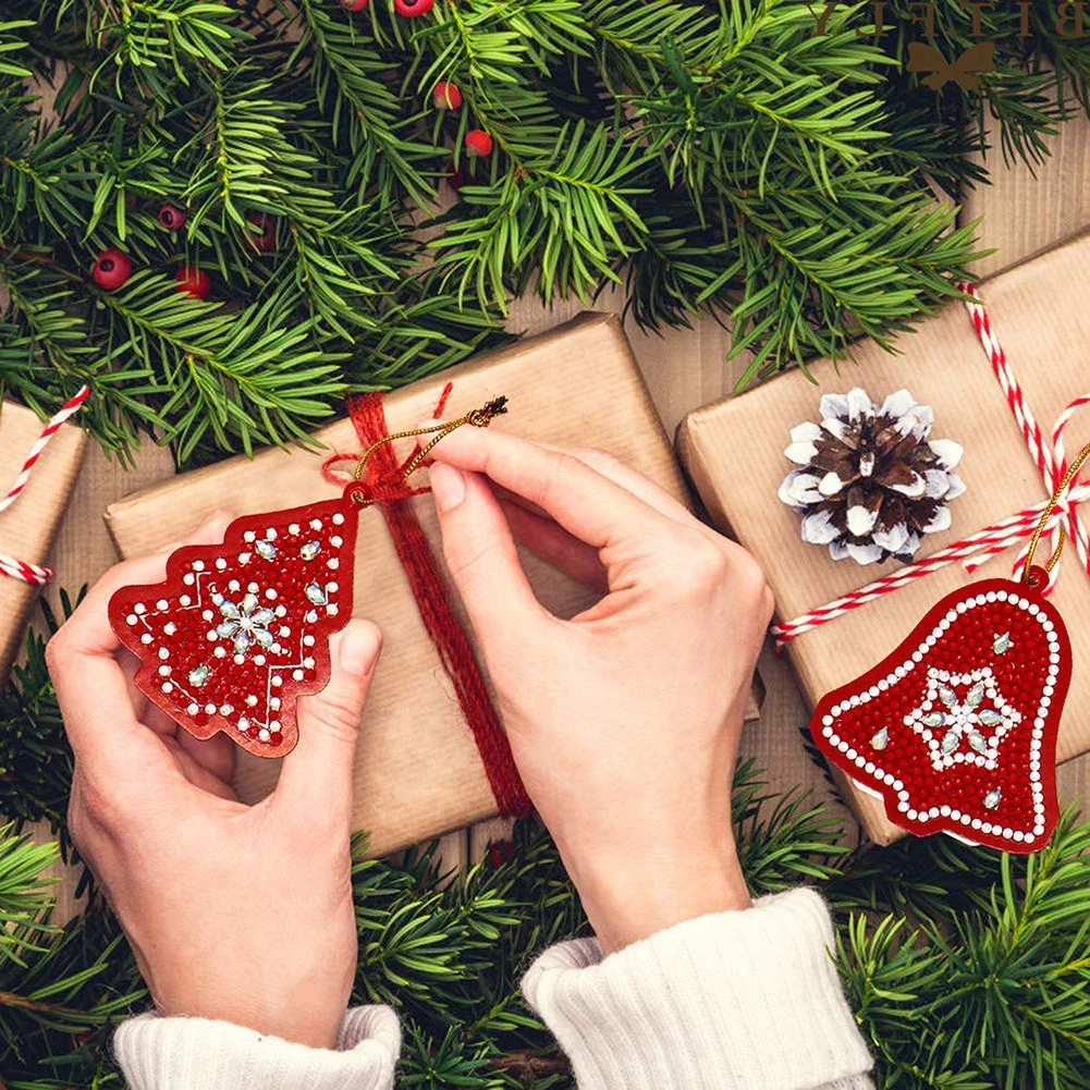 

10pcs DIY Diamond Painting Christmas Tree Pendant Full Drills Special Shape Diamond Embroidery Christmas Decorations For Home