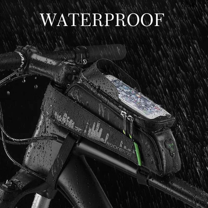 rockbros bike bag front phone bicycle bag for bicycle tube waterproof touch screen saddle package for 5 8 6 bike accessories free global shipping