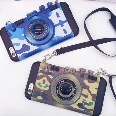 

Suitable for IPhone6/6S-11pro Mobile Phone Case Camera Retro Anti-drop Lanyard