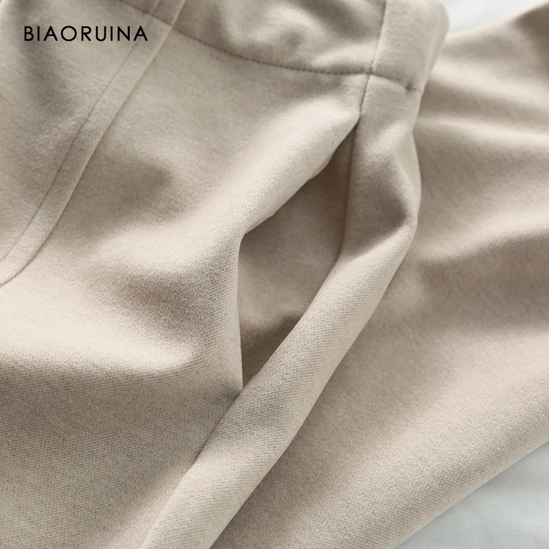 BIAORUINA женские шерстяные повседневные однотонные шаровары длиной до щиколотки