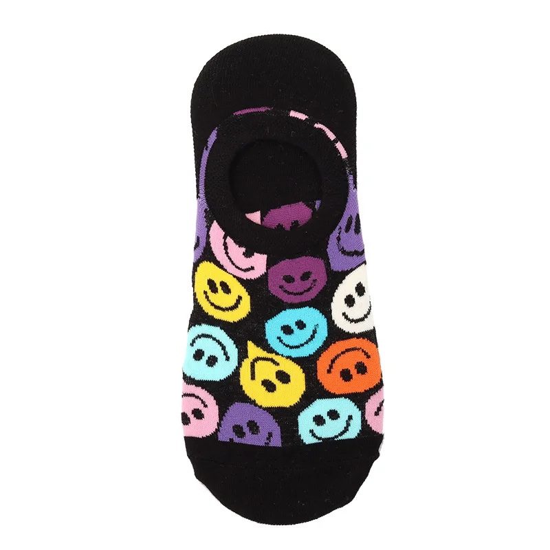 

Smiling Face Stealth Ship Socks Couples Socks Pure Cotton Thin Ins Popular Logo Socks Female Silicone Non-slip Socks Summer