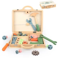 kids imitation toolbox pretend play toys repair tools set wooden screw nut assembling toys montessori educational baby gifts