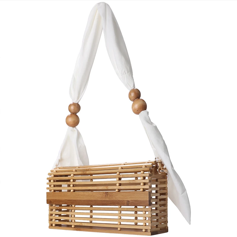 

Fashion Bamboo Woven Hard Handbag Women Solid Soft Handle Hollow Shoulder Bag Women'S Vintage Vacation Handbag Woman Summer 2021