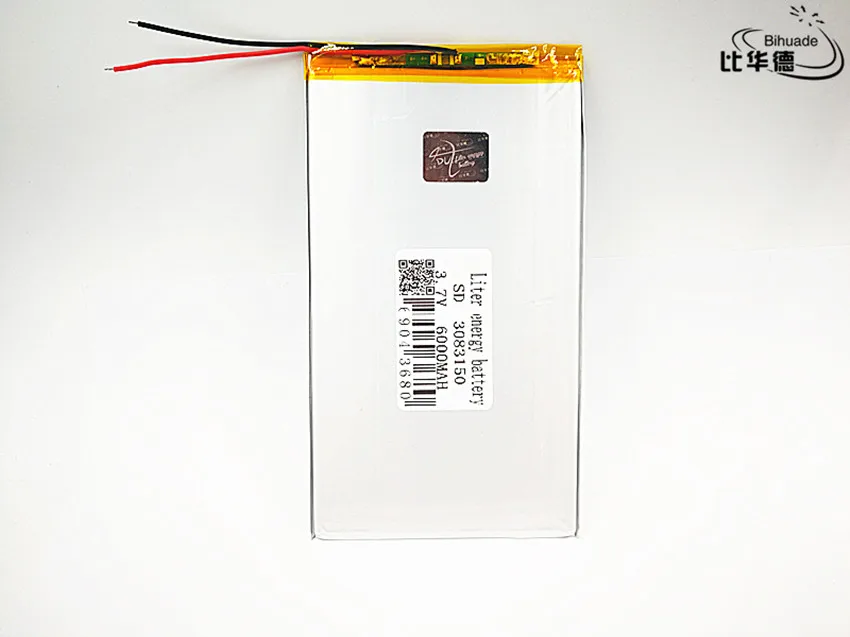 

Liter energy battery Good Qulity 3.7V,6000mAH 3083150 Polymer lithium ion / Li-ion battery for tablet pc BANK,GPS,mp3,mp4