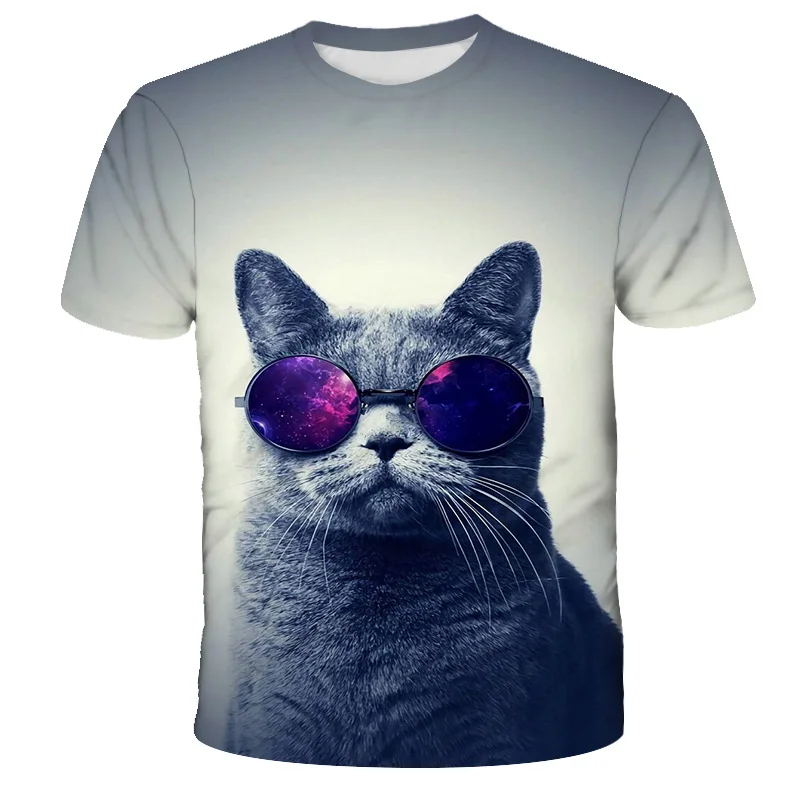 

2021 Cool 3D Children's Animal Print T-shirt Boys Girls Clothes Cat T-shirt Summer Tops Kids Children's Clothing 4-14 Leisure