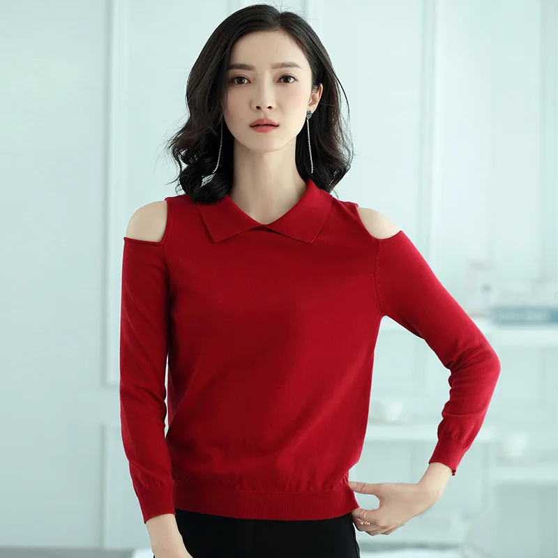 

Collor Sweater Women Jumper 2021 Autumn Winter Long Sleeve Knitted Pullover Sweater white