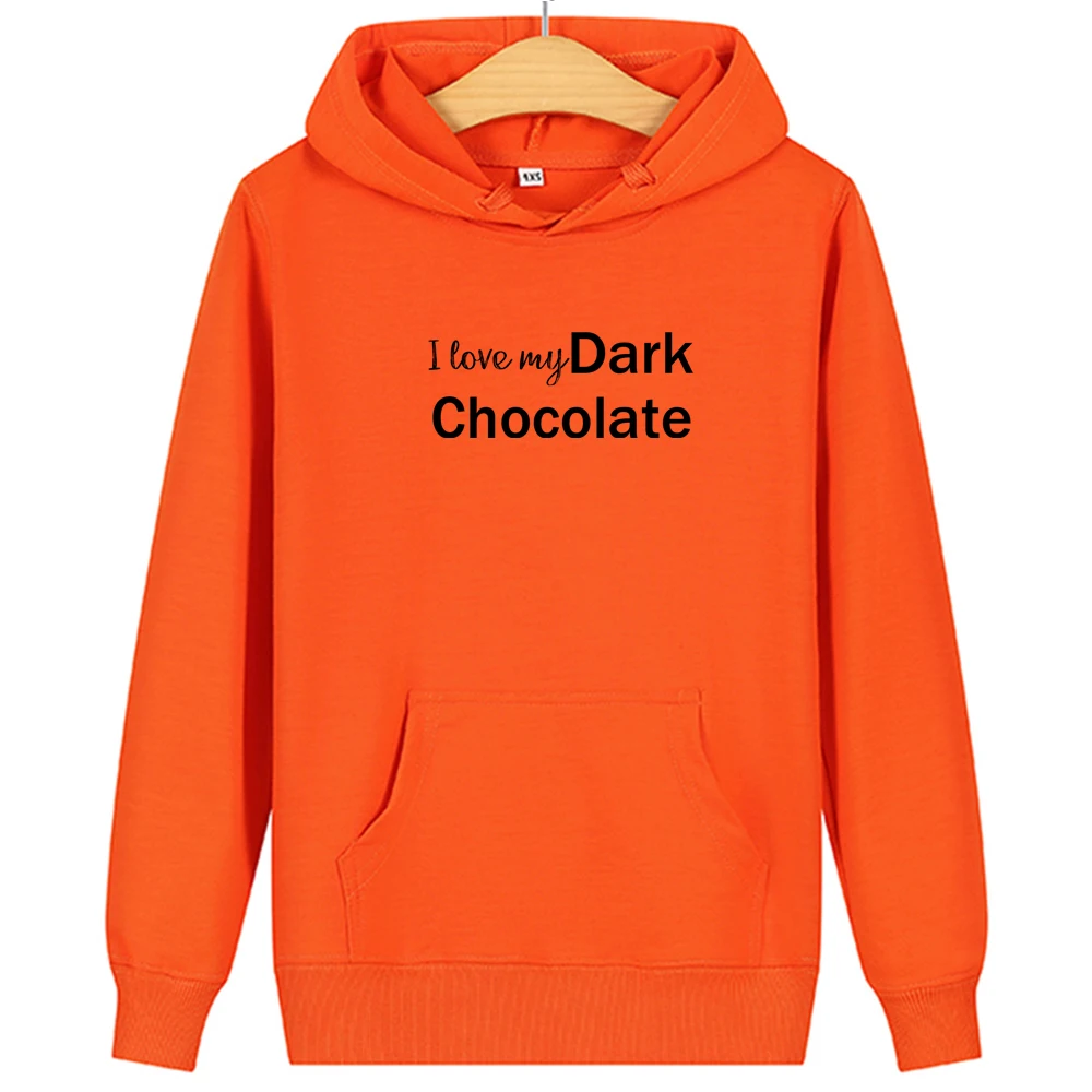 Осень 2020 толстовки с надписью I Love Dark Chocolate женский и мужской свитшот худи для