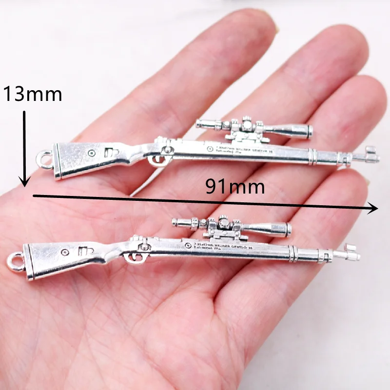 3D снайперская винтовка посеребренный тон металлическая подвеска панк ожерелье
