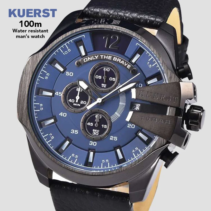 AAA кожаный ремешок Мода Для мужчин s аналоговый синий кварц хронометр часы 2019