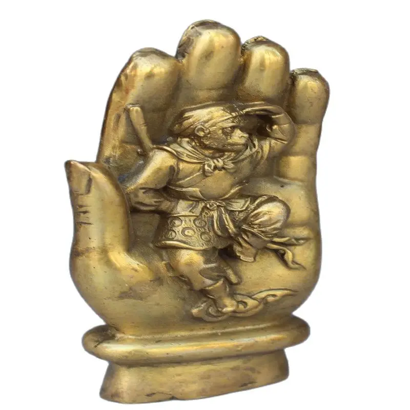 Chinese Bronze Sculpture Sun Wukong In The Tathagata Buddha's Hand
