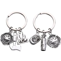 fire extinguisher badge fireman axe soldier keychain keyring creative women jewelry accessories pendant gifts